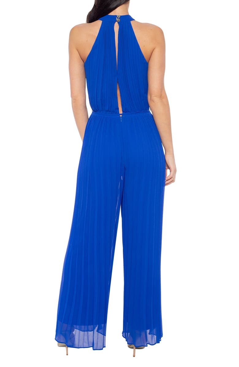 Marina Halter Neck Pleated Chiffon Jumpsuit, Alternate, color, Royal
