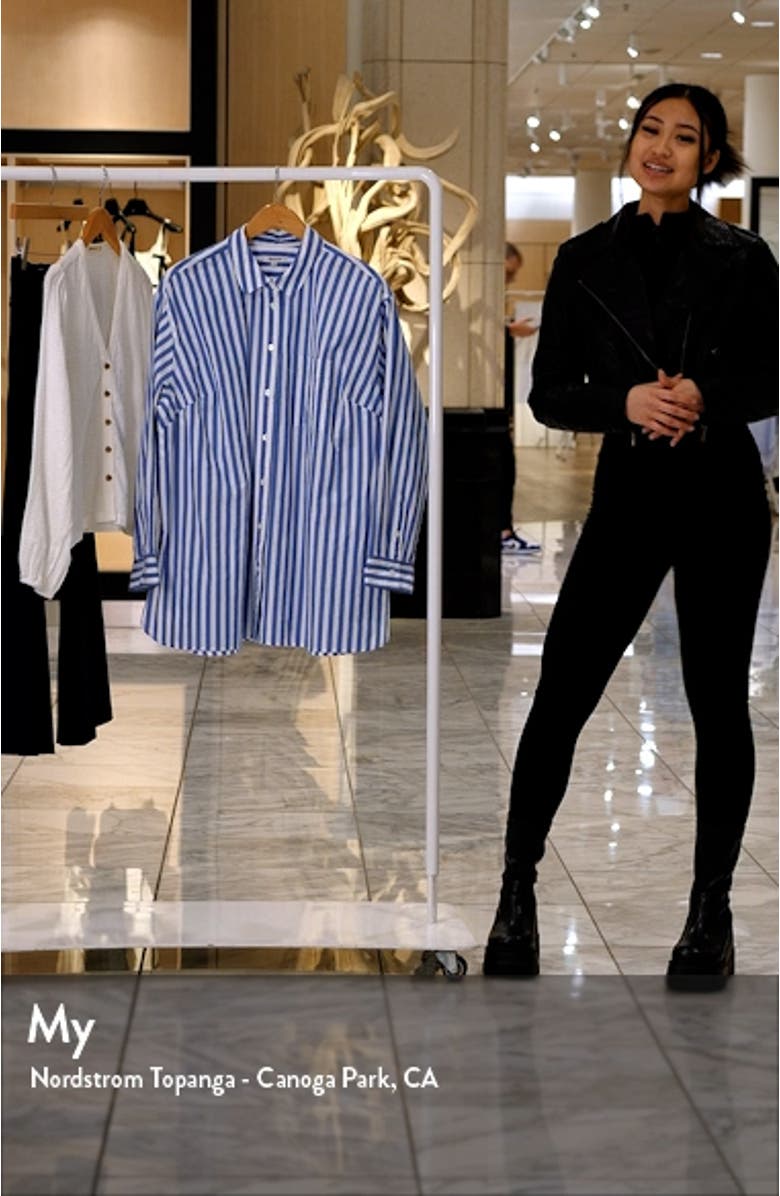 The Plus Signature Poplin Oversize Button-Up Shirt in Springy Stripe, sales video thumbnail