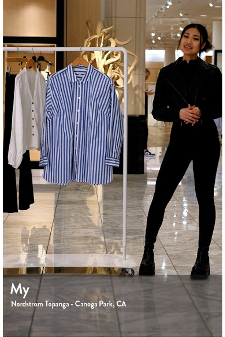 The Plus Signature Poplin Oversize Button-Up Shirt in Springy Stripe video