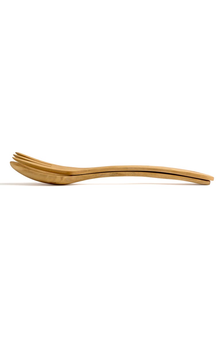 Berard Contour 12-Inch Olive Wood Salad Servers, 2 Piece Set, Alternate, color, Brown