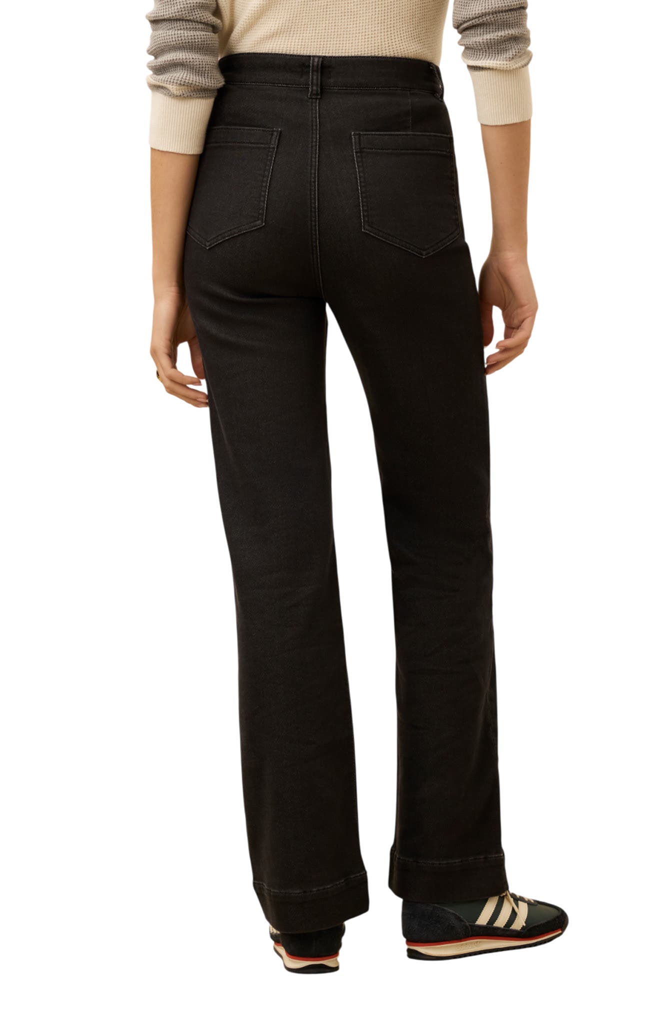 Patch Pocket High Waist Wide Leg Stretch Terry Pants - image 2