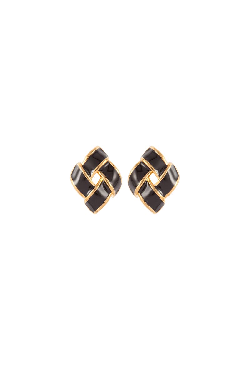 1990s Vintage D'Orlan Black Enamel Necklace and Earrings Set, Alternate, color, D'Orlan