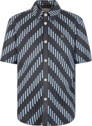 PHILIPP PLEIN Weaved Leather Shortsleeve Shirt Stripes Men