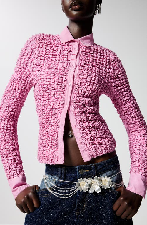 Desigual Textured Shirt In Pink