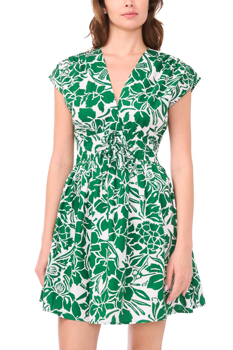 Deep V-Neck Minidress, Alternate, color, HOLLY GREEN