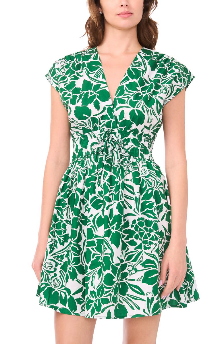 CeCe Deep V-Neck Minidress, Alternate, color, Holly Green