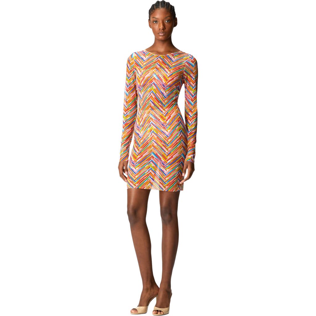 Missoni Long-sleeved Dress In Printed Tulle