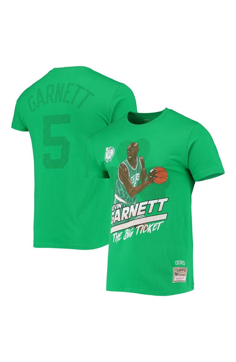 Mitchell & Ness Men's Mitchell & Ness Kevin Garnett Kelly Green Boston Celtics Hardwood Classics The Big Ticket Player T-Shirt, Main, color, 