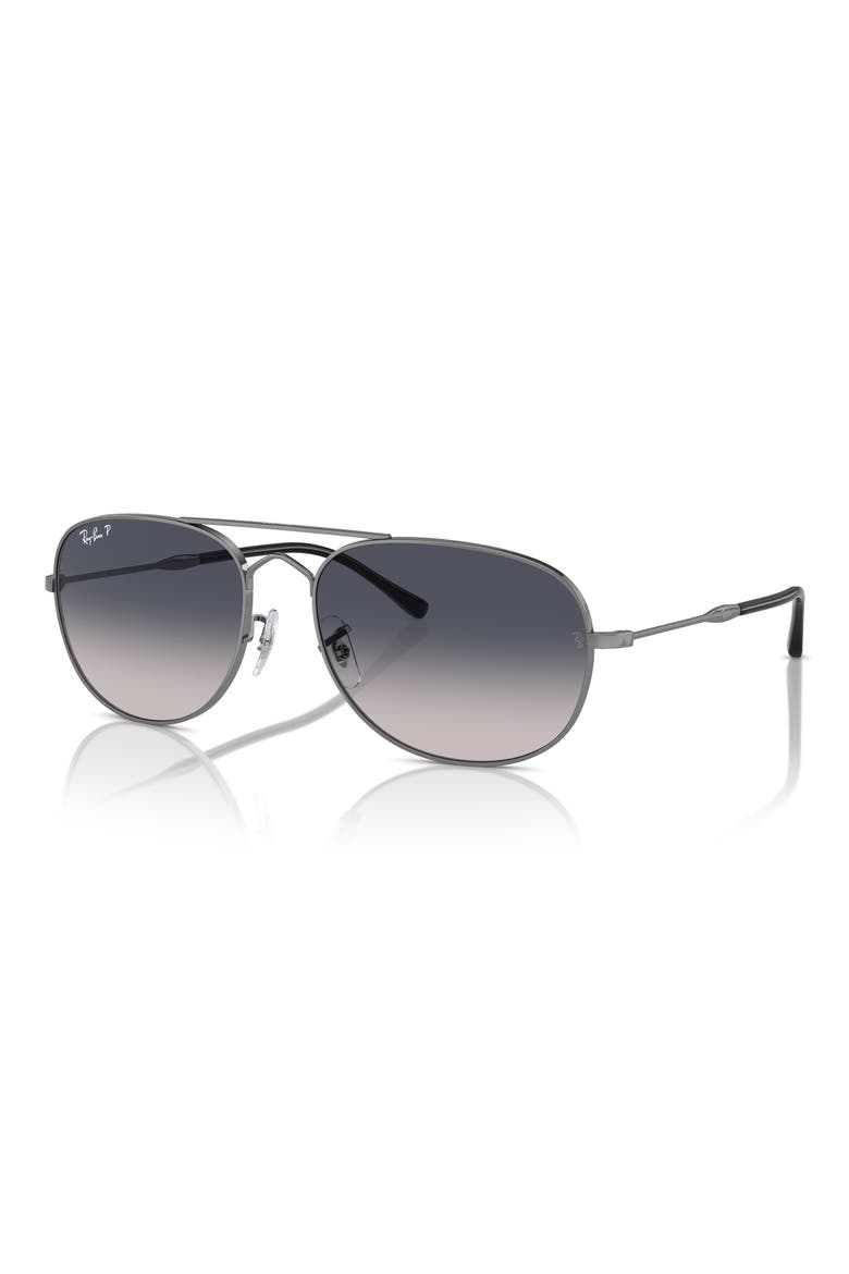 Bain Bridge 57mm Gradient Polarized Aviator Sunglasses, Alternate, color, GUNMETAL