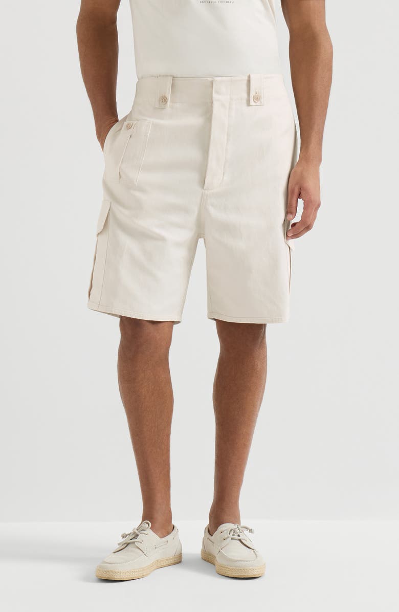 Brunello Cucinelli Bermuda shorts with cargo pockets, Main, color, White