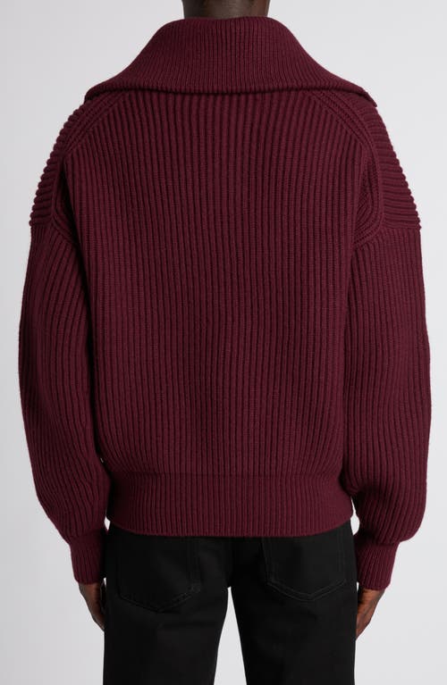 Alexander Mcqueen Ribbed Wool And Cashmere-blend Half-placket Sweater In Bordeaux