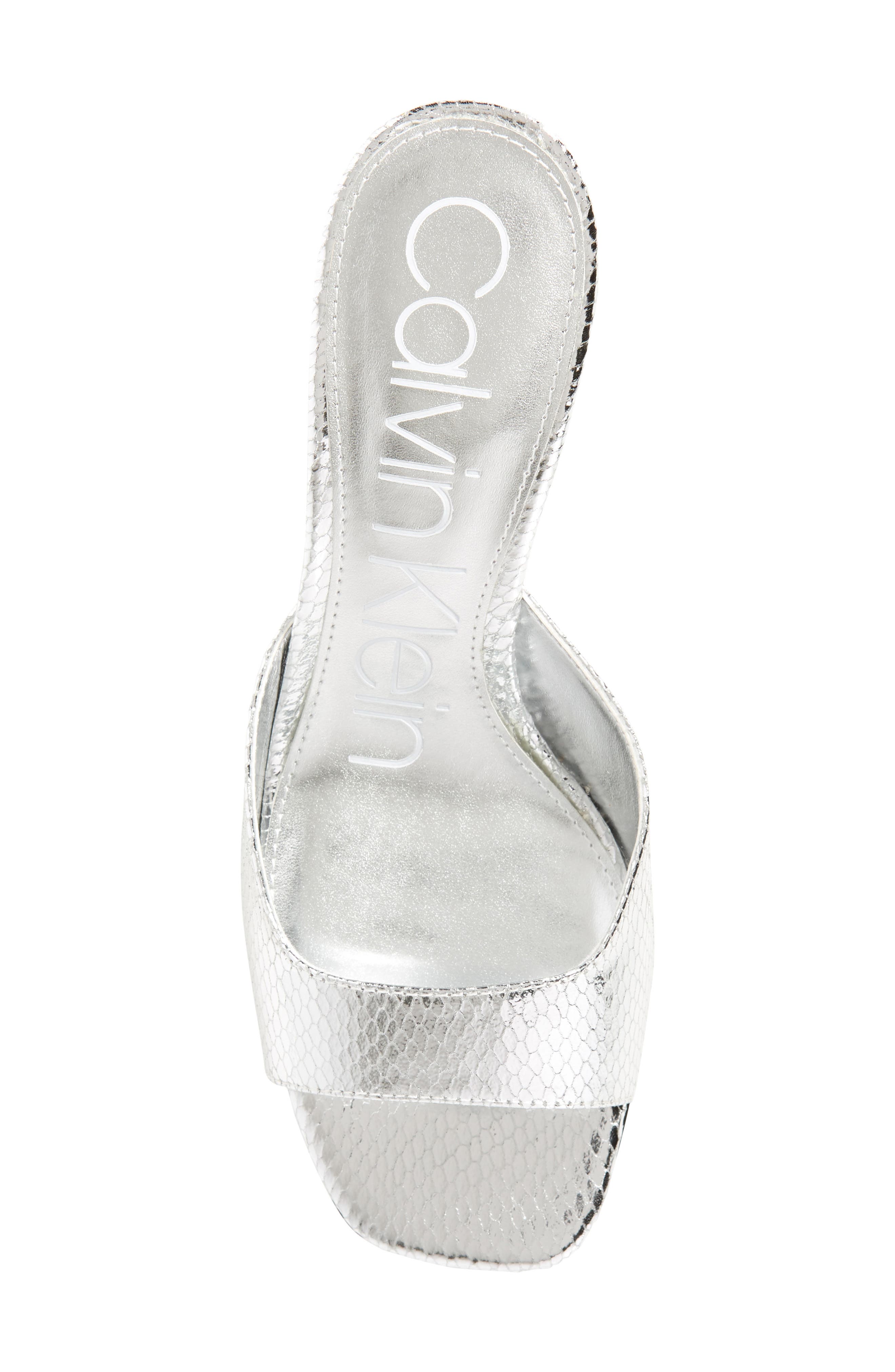 Mega Kitten Heel Slide Sandal, Alternate, color, SILVER FAUX LEATHER