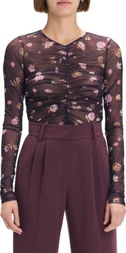 Favorite Daughter Ruched Sheer Stretch Mesh Top