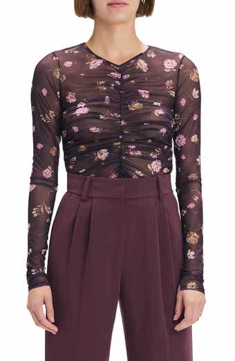 Favorite Daughter Ruched Sheer Stretch Mesh Top