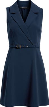 French Connection Azra Belted Sleeveless Twill Minidress