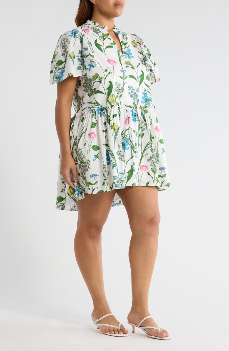 SUGARLIPS Clove Garden Floral Babydoll Dress, Alternate, color, White/Pink/Green