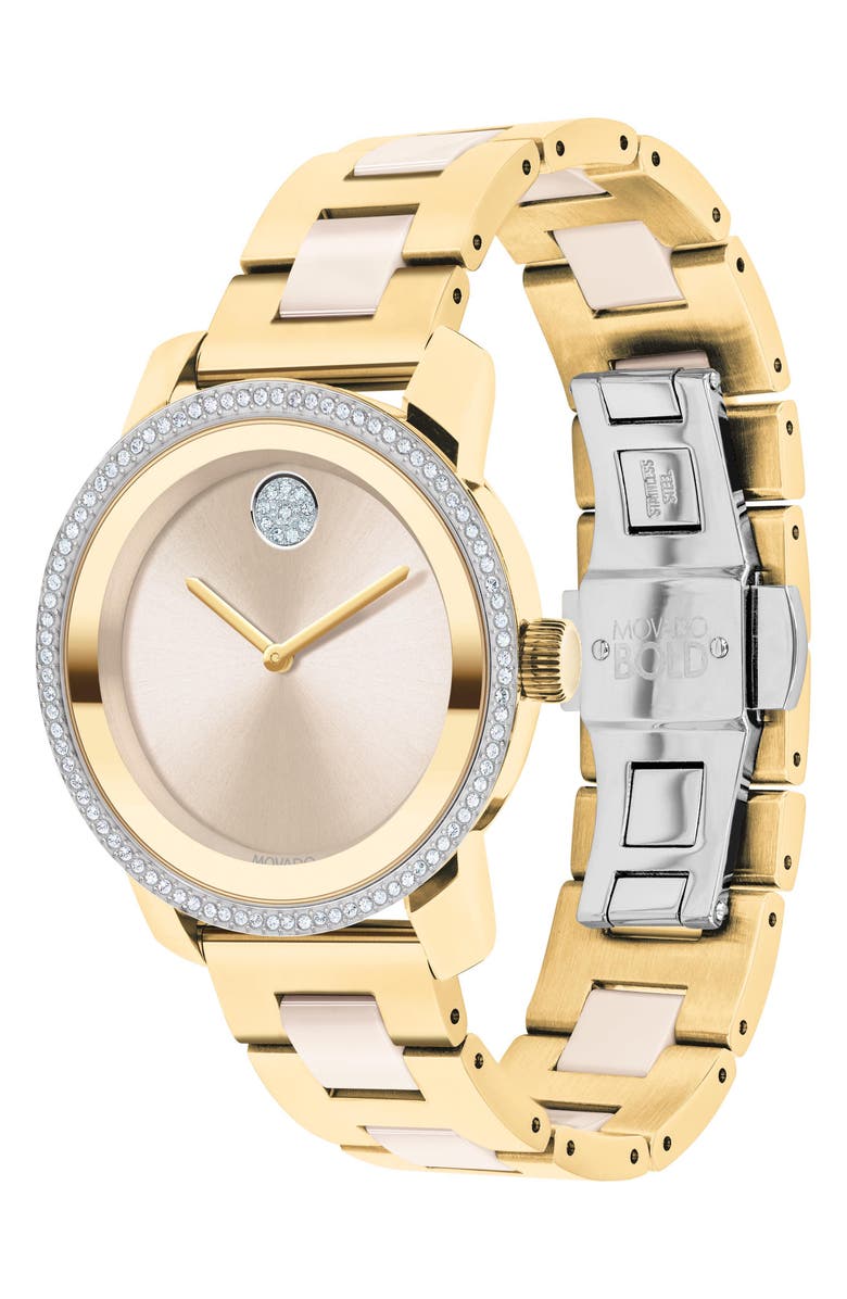 Movado Bold Iconic Mixed Material Bracelet Watch, 36mm, Alternate, color, 