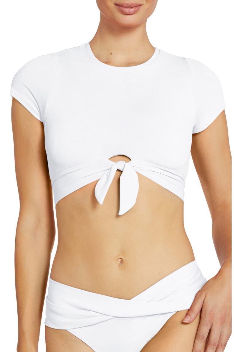Ava Knot Front Tee Bikini Top, Main, color, WHITE