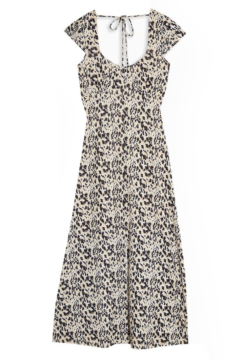 Animal Print Midi Dress, Main, color, NATURAL