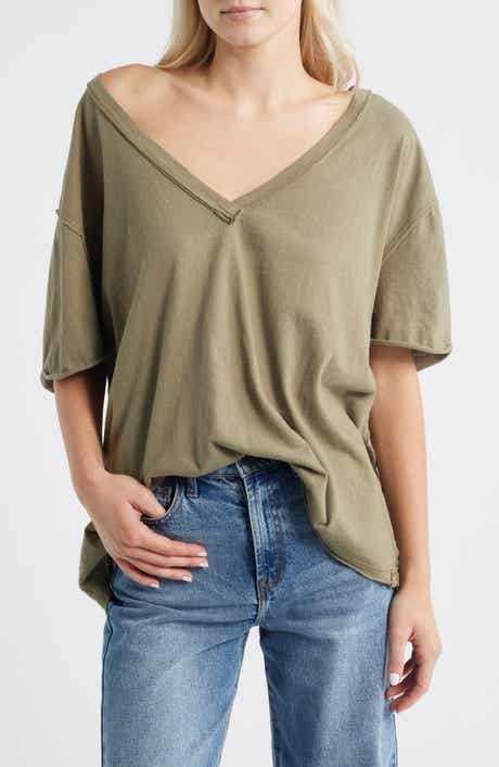 Free People Nina V-Neck Cotton T-Shirt