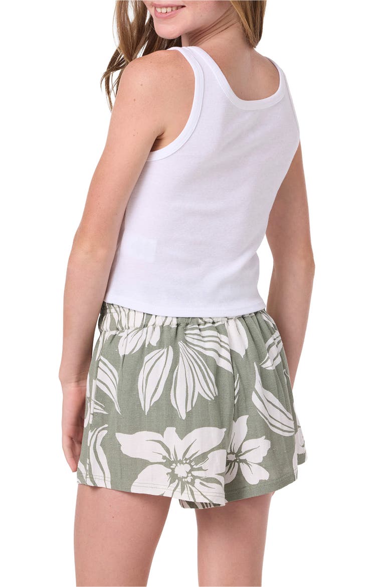 Kids' Gabi Floral Smocked Waist Shorts, Alternate, color, SEA SPRAY
