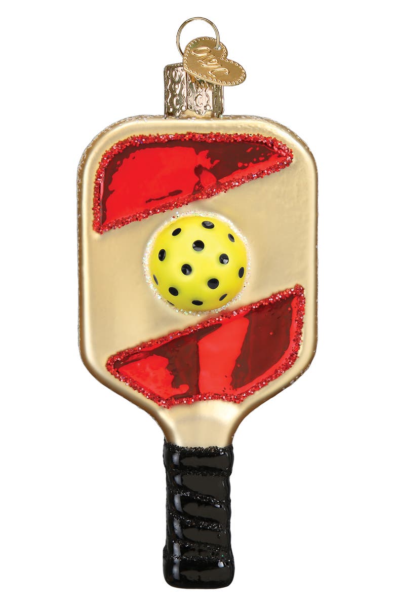 Old World Christmas Pickleball Paddle Glass Ornament, Main, color, Red/ Tan/ Yellow
