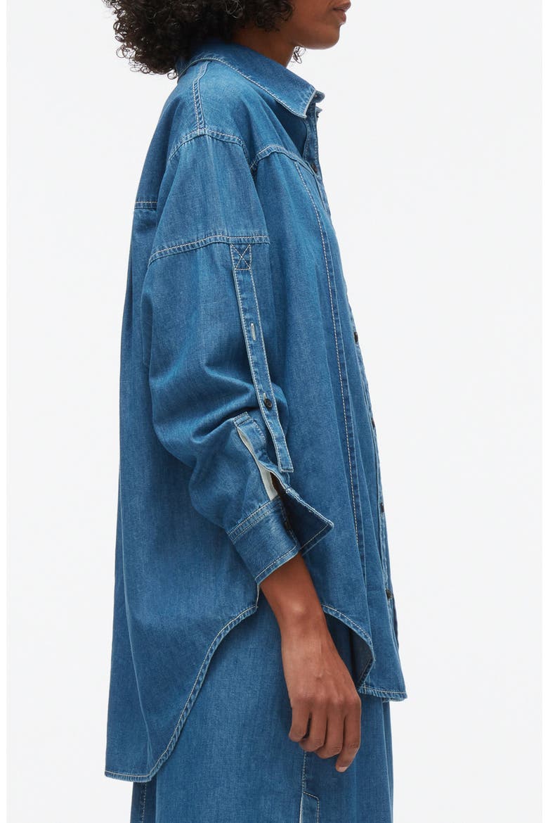Oversized Cotton Chambray Shirt, Alternate, color, INDIGO