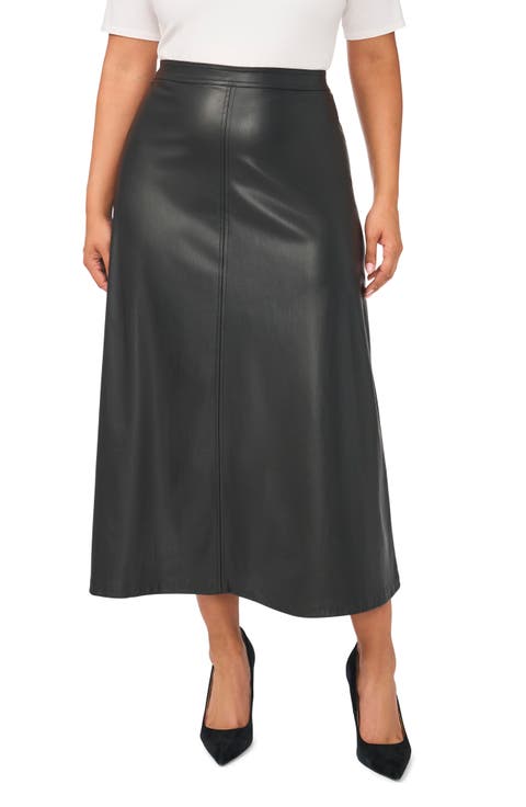 Faux Leather Center Seam Maxi Skirt