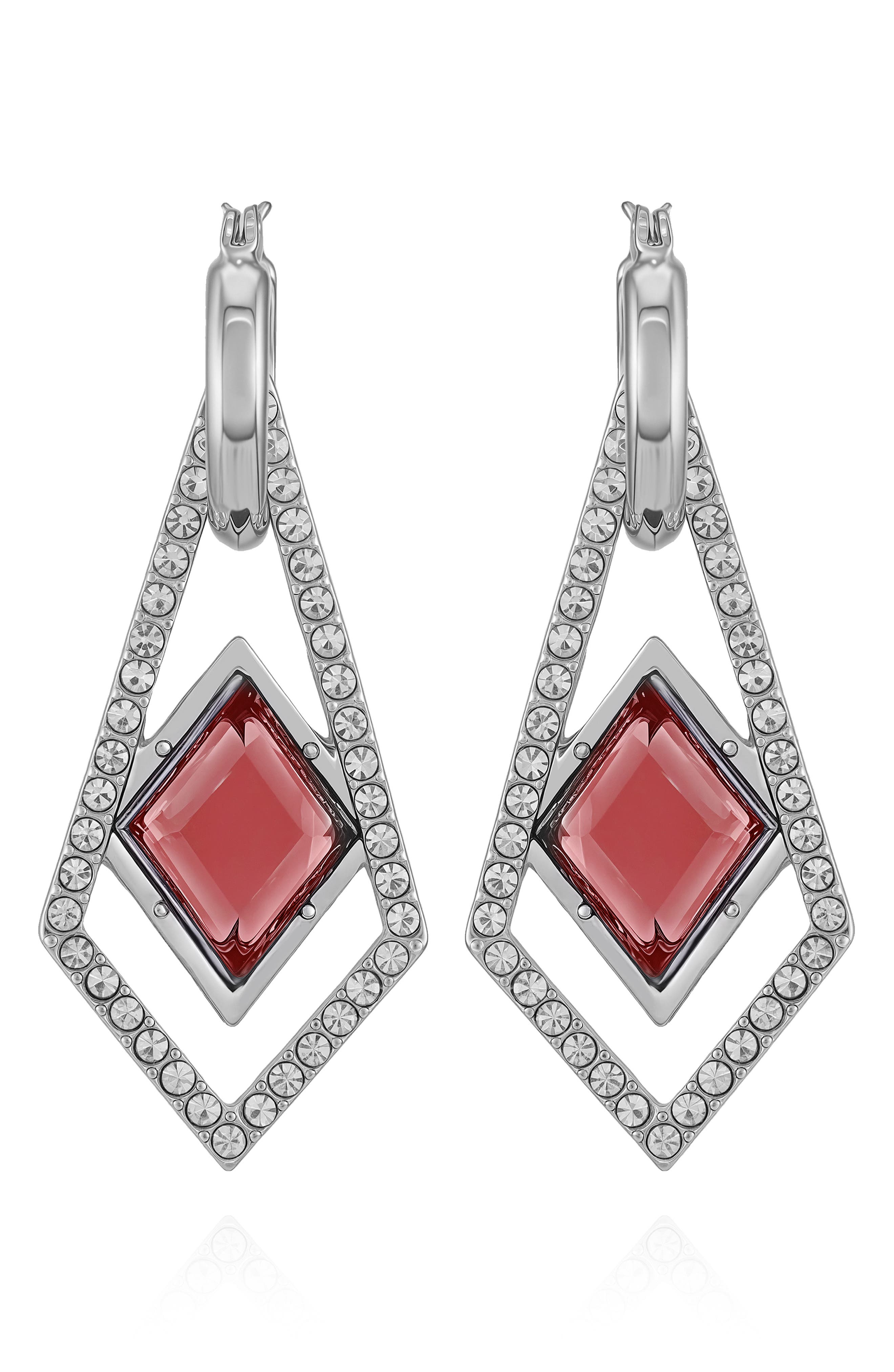 Vince Camuto Glass Stone Drop Huggie Hoop Earrings