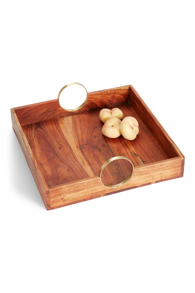 Acacia Wood Serving Tray, Main, color, BROWN