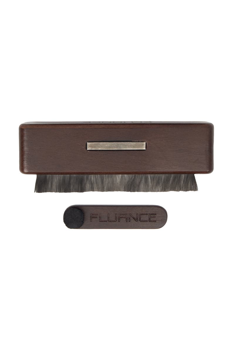 Fluance Vinyl Record Cleaning Kit with Carbon Fiber Brush and Stylus Brush, Main, color, Natural Walnut
