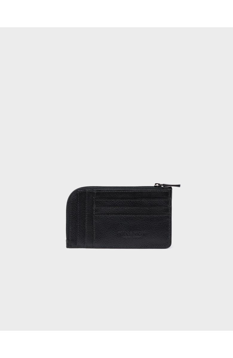 MIN & MON Fausto Leather Zip-around Cardholder - All Over Eyes Embroidery, Alternate, color, Black