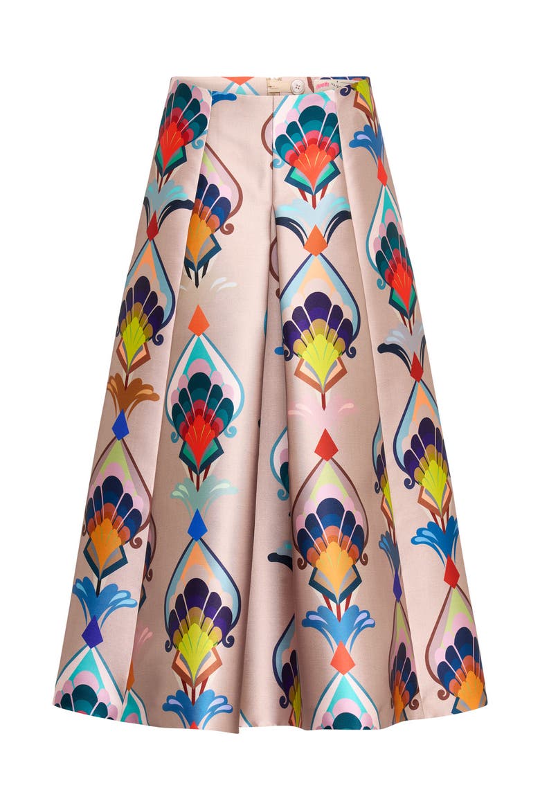 Printed Mikado Skirt, Main, color, Sand Multicolour