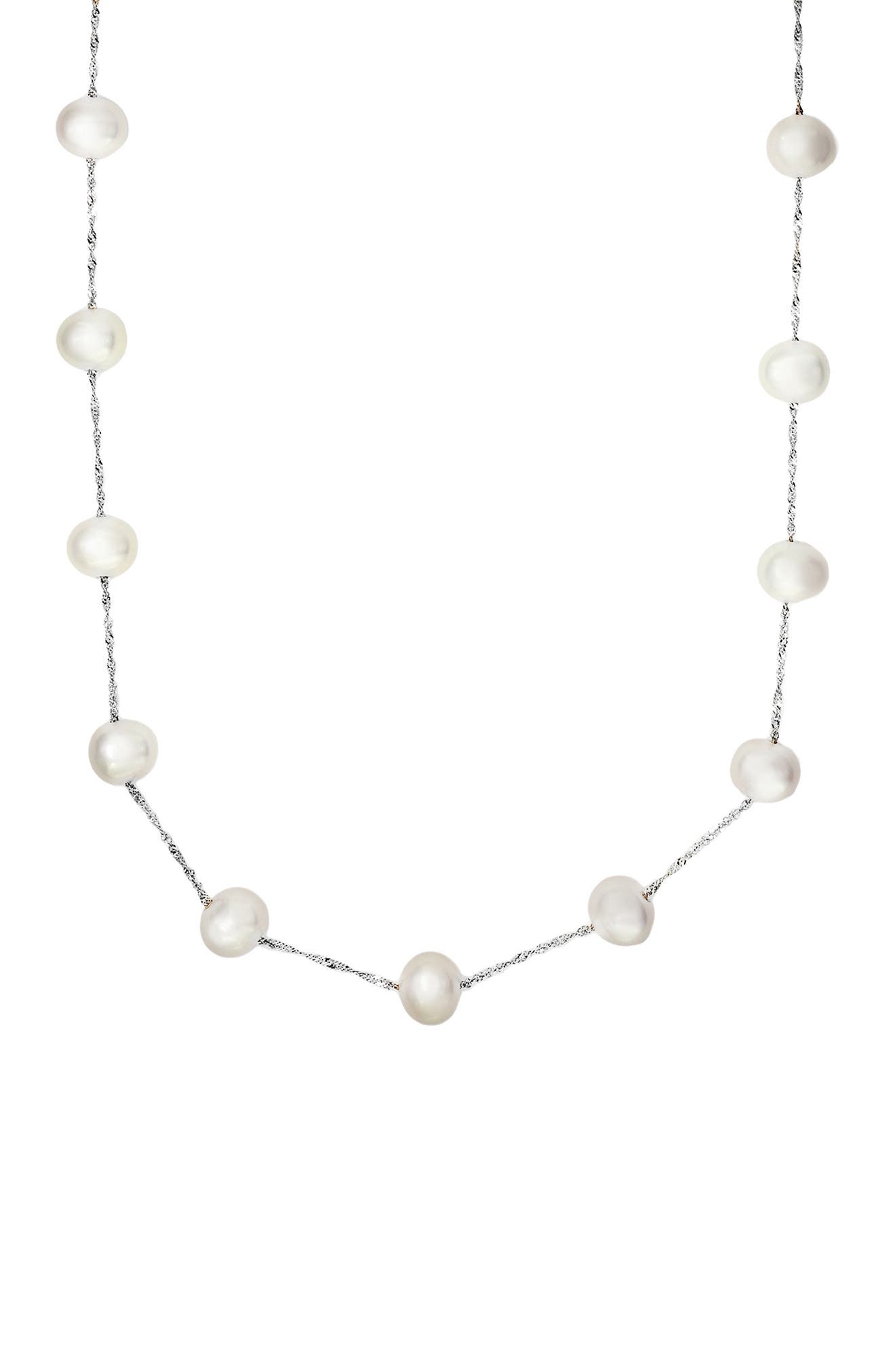 EFFY 14K White Gold Freshwater Pearl Station Necklace