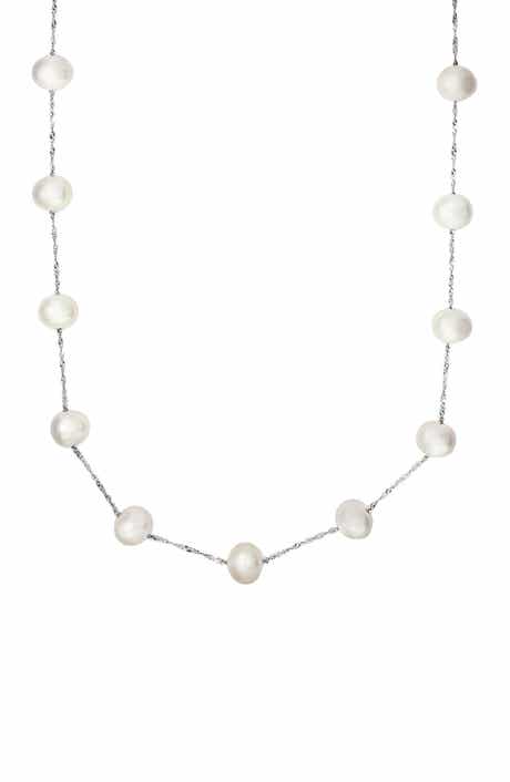EFFY 14K White Gold Freshwater Pearl Station Necklace