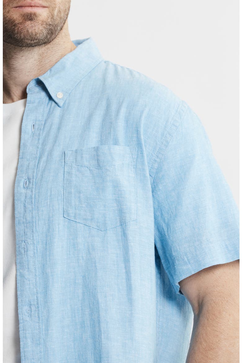 Cotton & Linen Short Sleeve Shirt, Alternate, color, LIGHT BLUE
