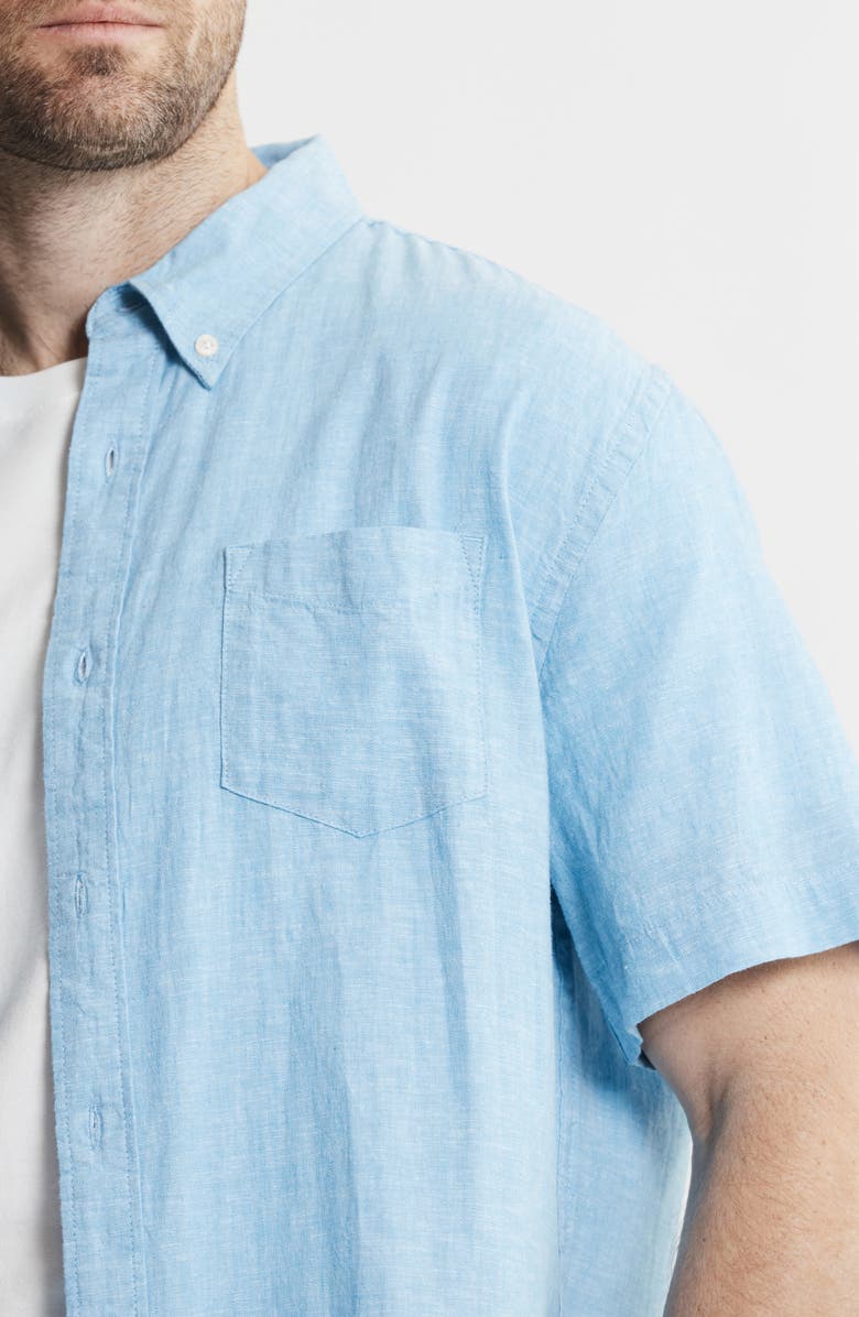 JACHS Cotton & Linen Short Sleeve Shirt, Alternate, color, Light Blue
