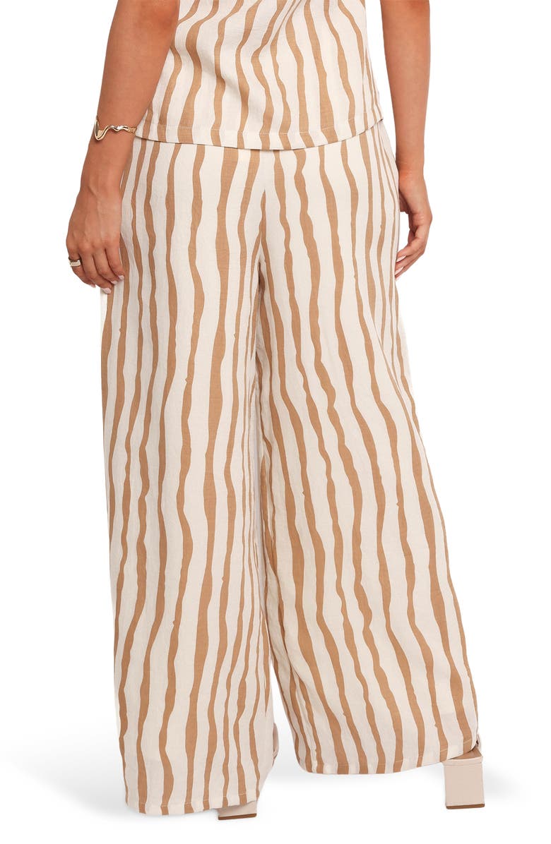 Petal & Pup Marmo Stripe Wide Leg Cotton Blend Drawstring Pants, Alternate, color, Tan Stripe