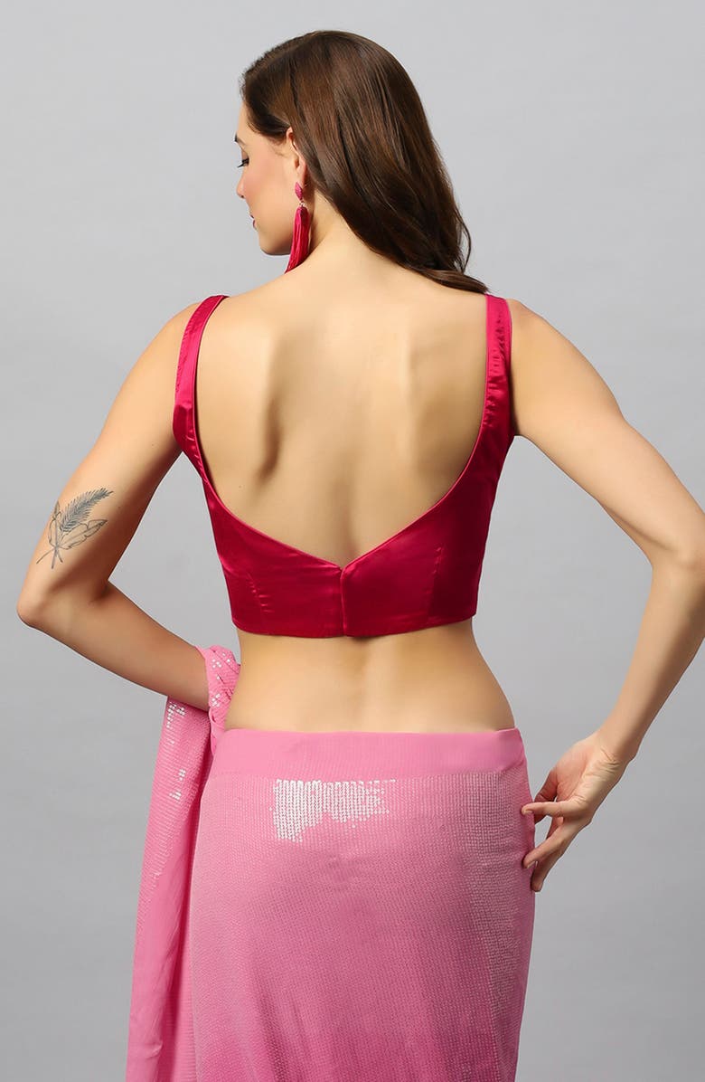 One Minute Saree<sup>®</sup> Ashley Fuscia Sleeveless Sweetheart Blouse for women, Alternate, color,