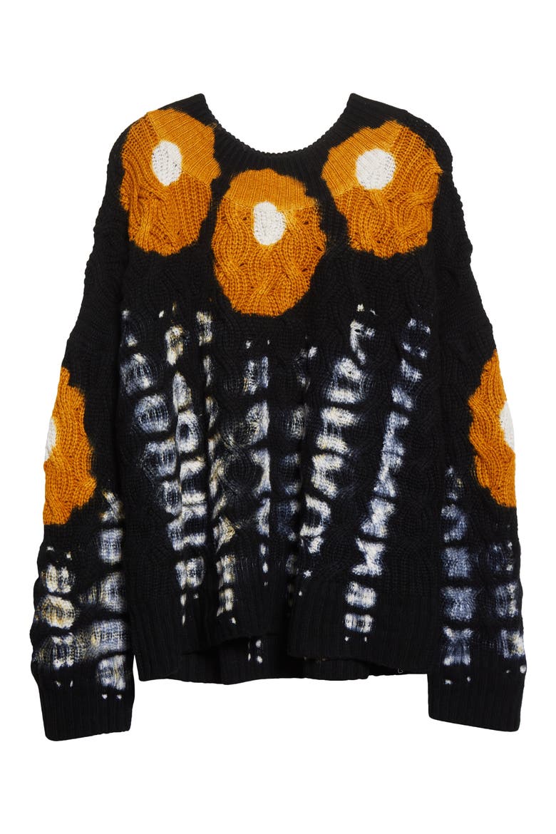 Lagune Cashmere Cable Knit Sweater, Alternate, color, BLACK/ MARMALADE SHIBORI