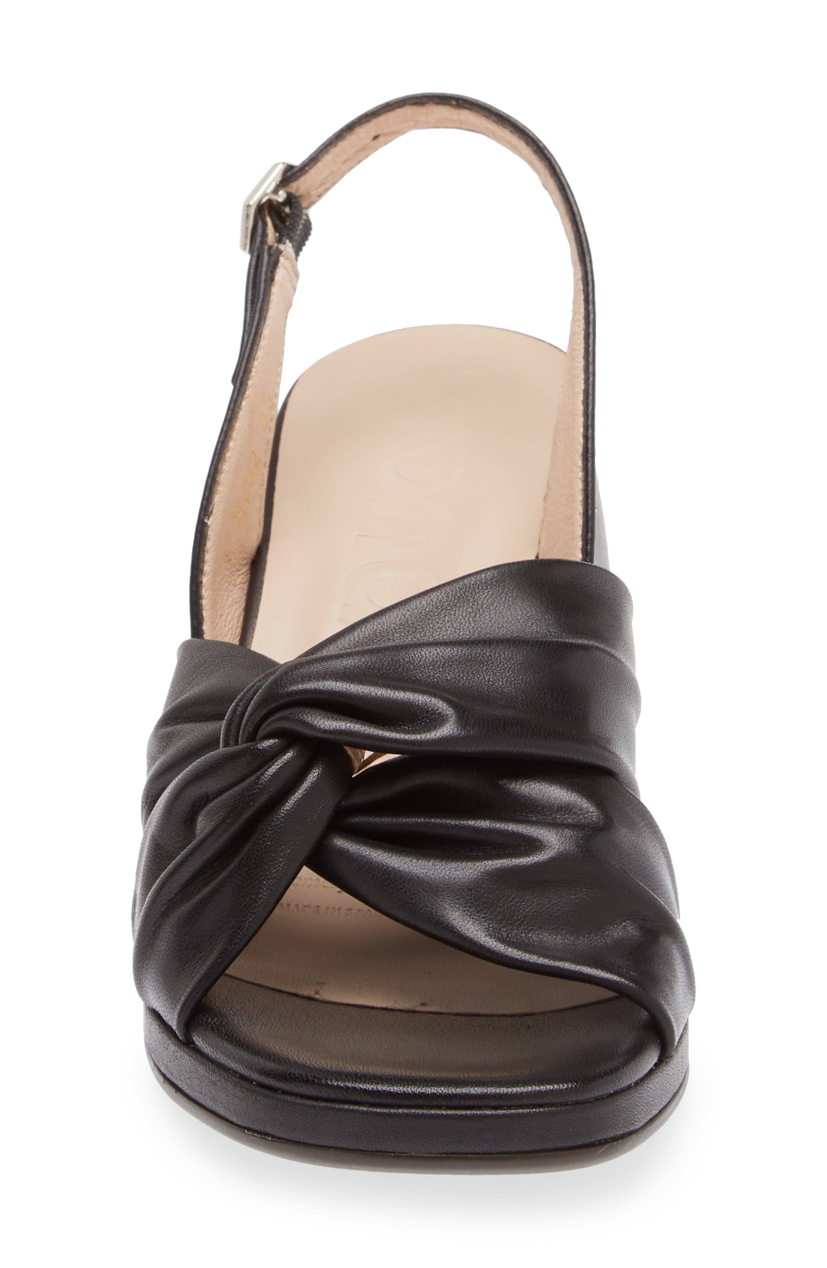 Wonders Knot Detail Block Heel Sandal, Alternate, color, Black Leather