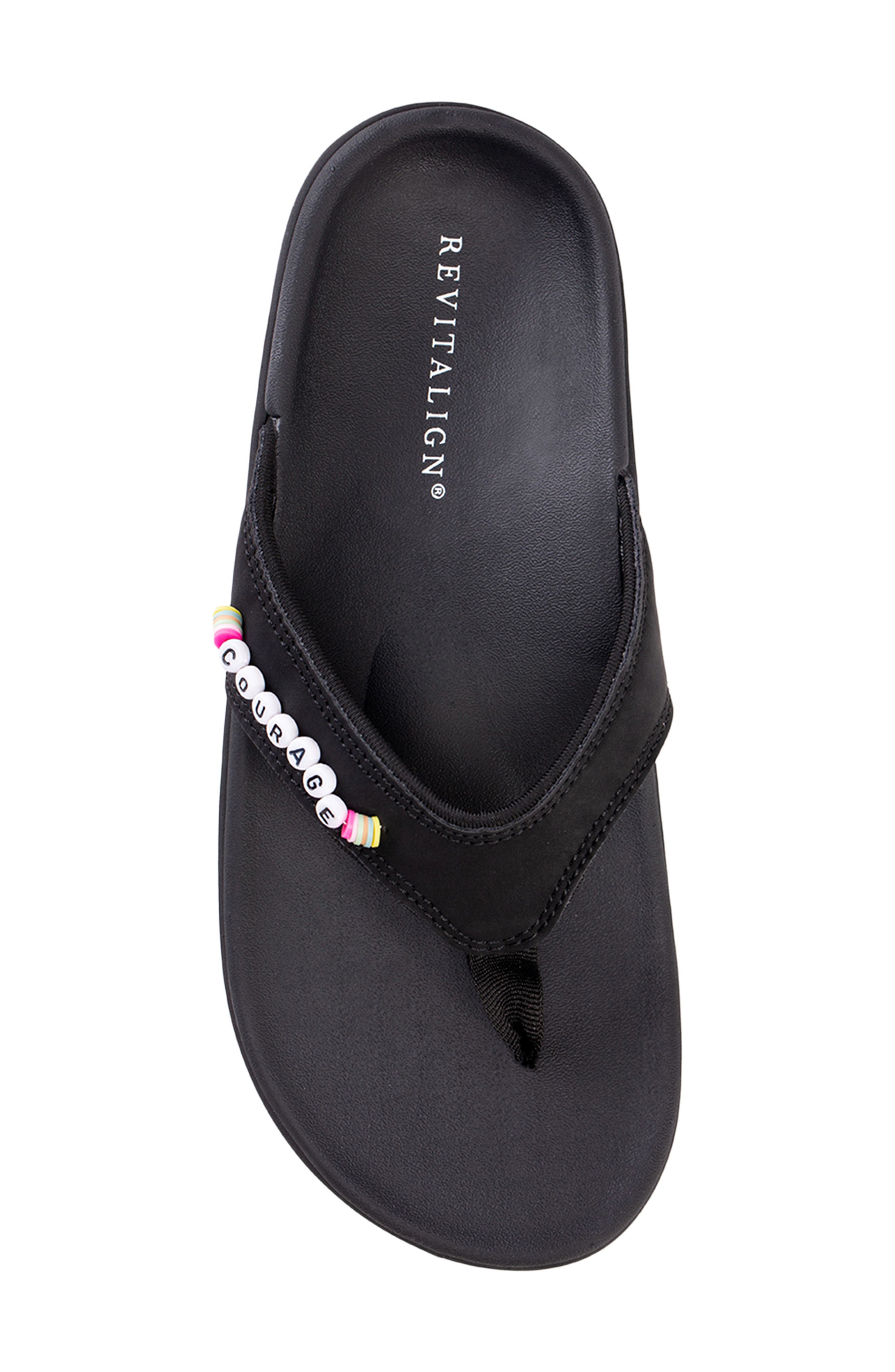 Yumi Friendship Courage Beaded Flip Flop, Alternate, color, BLACK