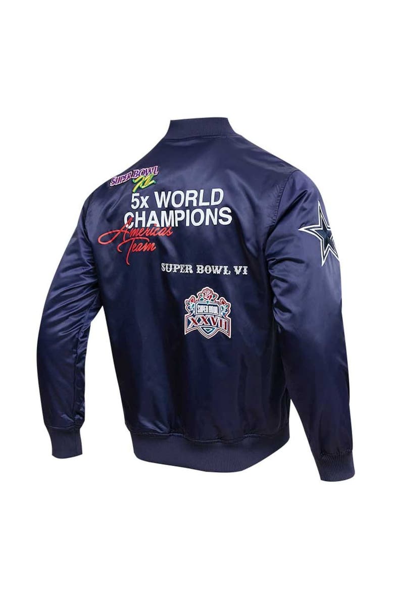 PRO STANDARD Men's Pro Standard Navy Dallas Cowboys Championship Satin Full-Snap Varsity Jacket, Alternate, color, 