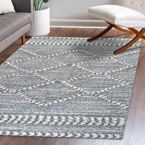 Jonathan Y Sofie Moroccan Trellis High-low Area Rug In Gray/cream