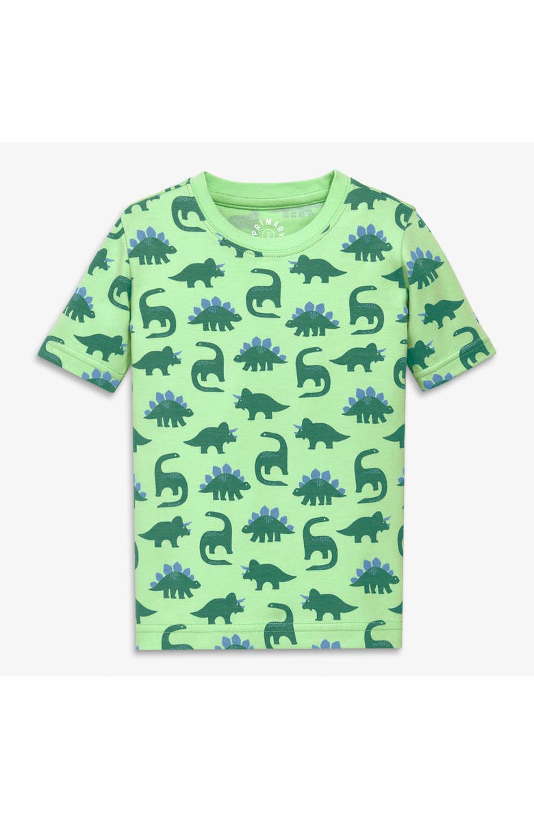 Primary Kids Organic Short Sleeve Pj Top In Critters, Main, color, Pear Dinosaurs