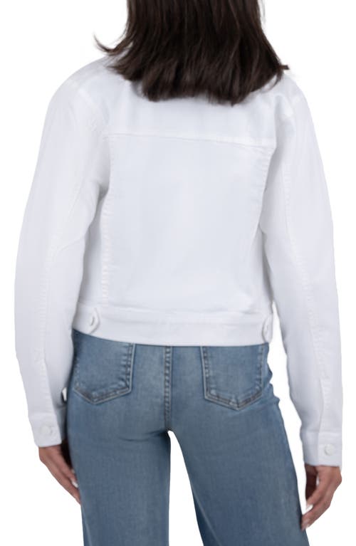 Kut From The Kloth Angela Crop Denim Jacket In Optic White