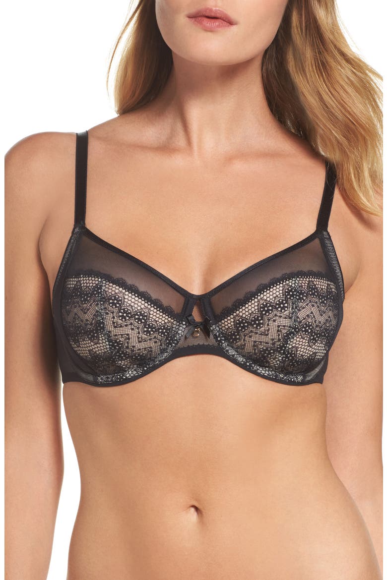 Revele Moi Perfect Fit Underwire Bra, Main, color, BLACK/ NUDE