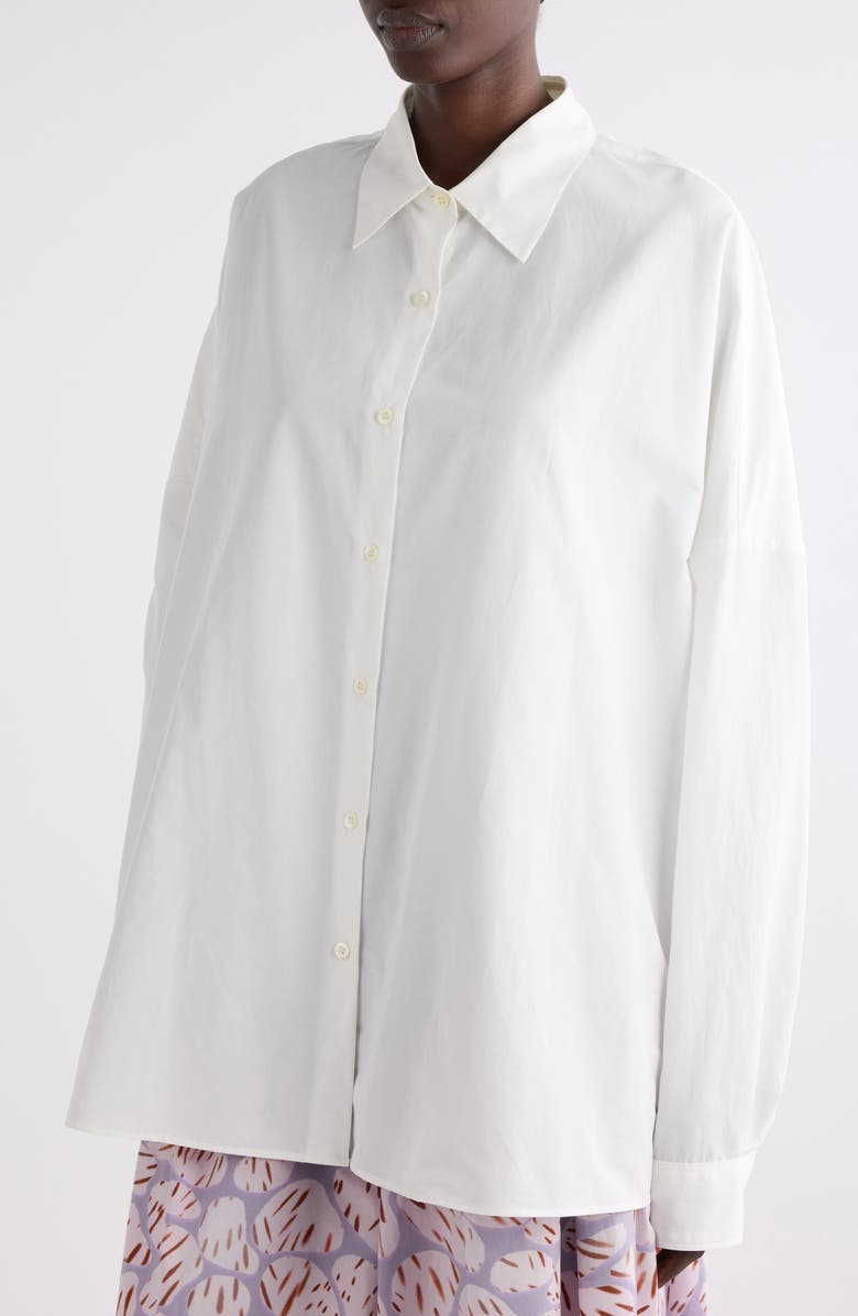 Dries Van Noten Casia Oversize Button-Up Shirt, Alternate, color, White