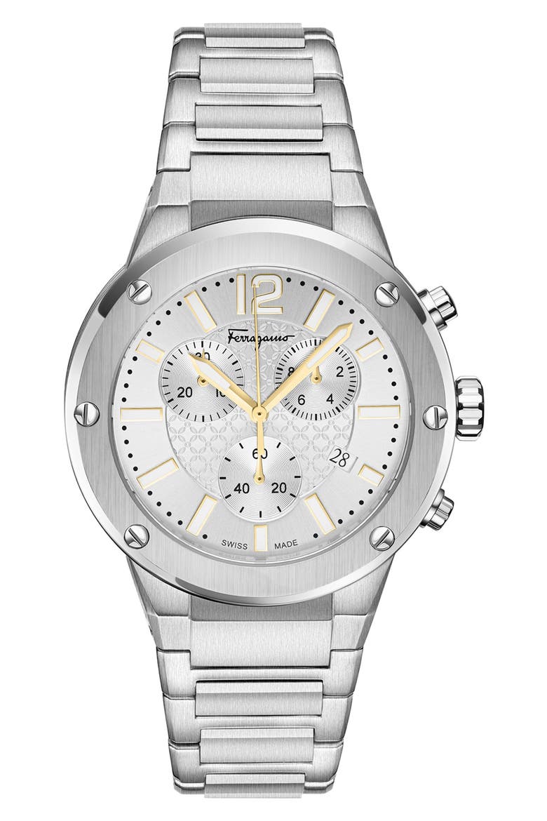 Guilloche Quartz Bracelet Watch, 42mm, Main, color, STAINLESS STEEL