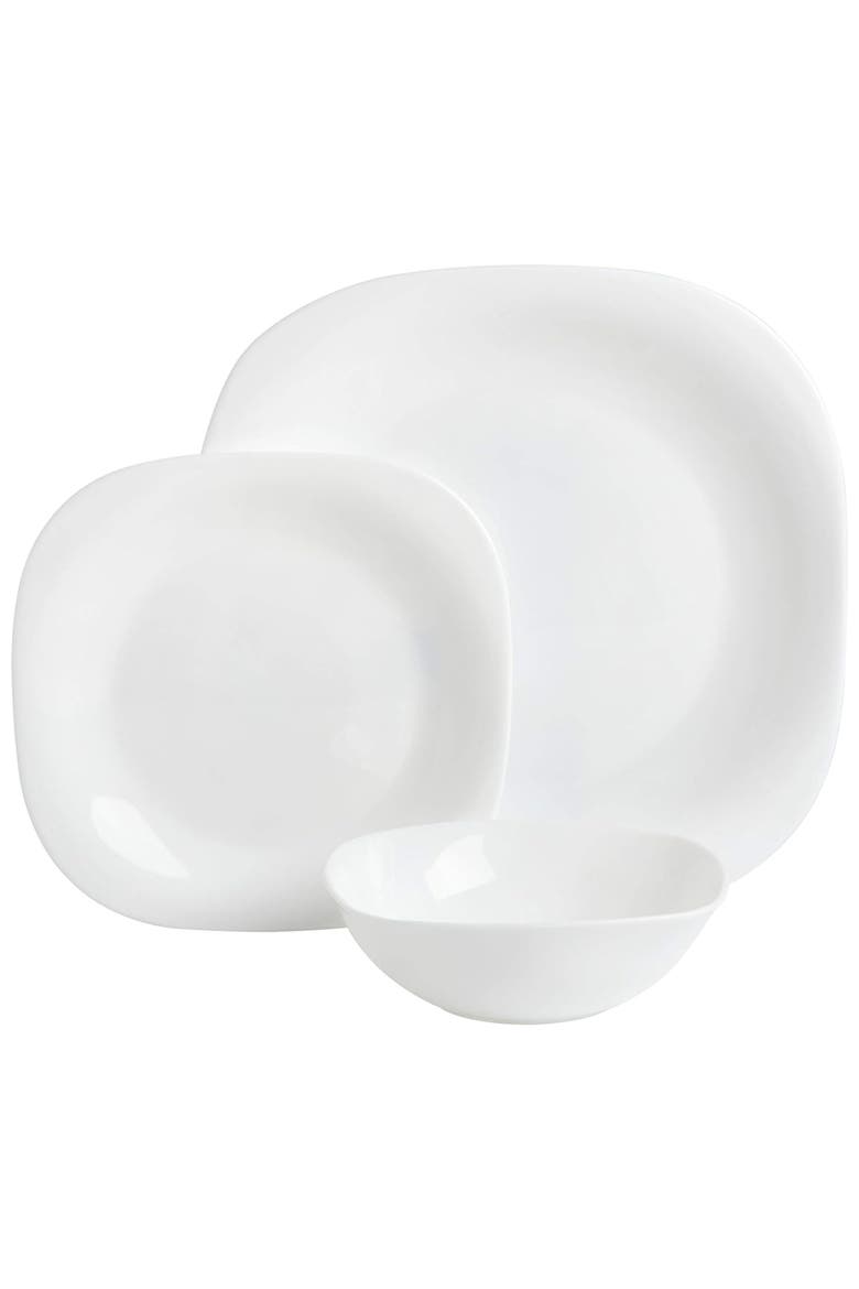 Piazza 12 Piece Tempe Opal Glass Dinnerware Set, Alternate, color, White